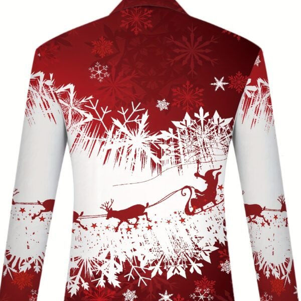 Men's Long Sleeve Christmas Themed Shirt with Zipper, 100% Polyester Knit Fabric, Regular Fit Party Style Collar Top for Spring/Fall