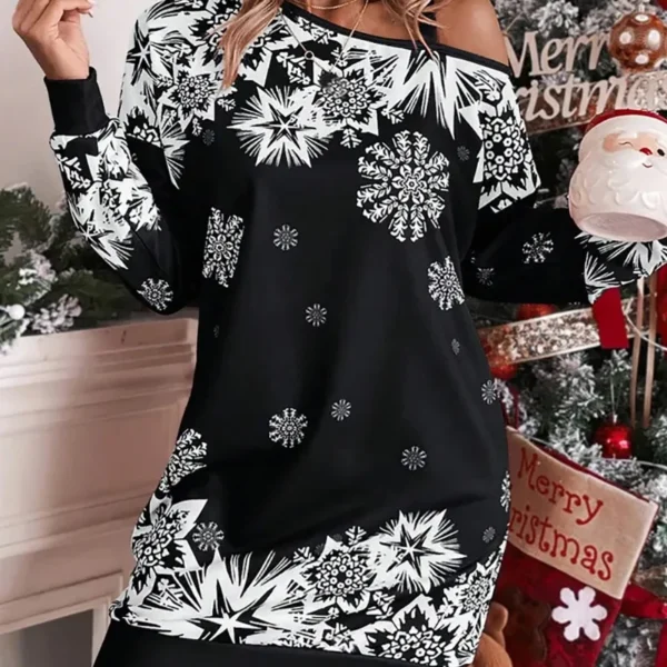 Women's Home Daily Christmas Festive Daily Fun White Hand Bone Print Evening Party Long Sleeve Dress